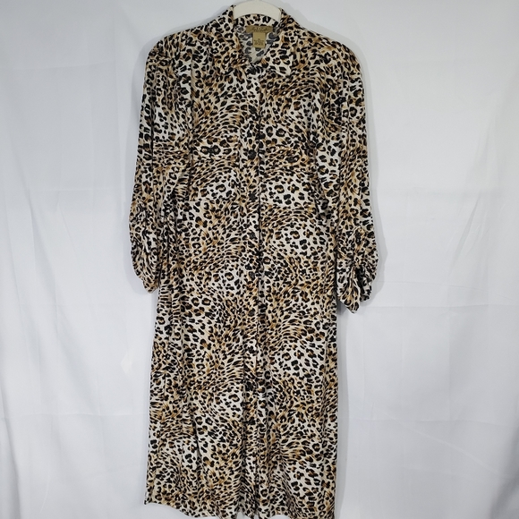 Peck & Peck Dresses & Skirts - Peck & Peck Leopard Print Stretch Shirt Dress Sz M